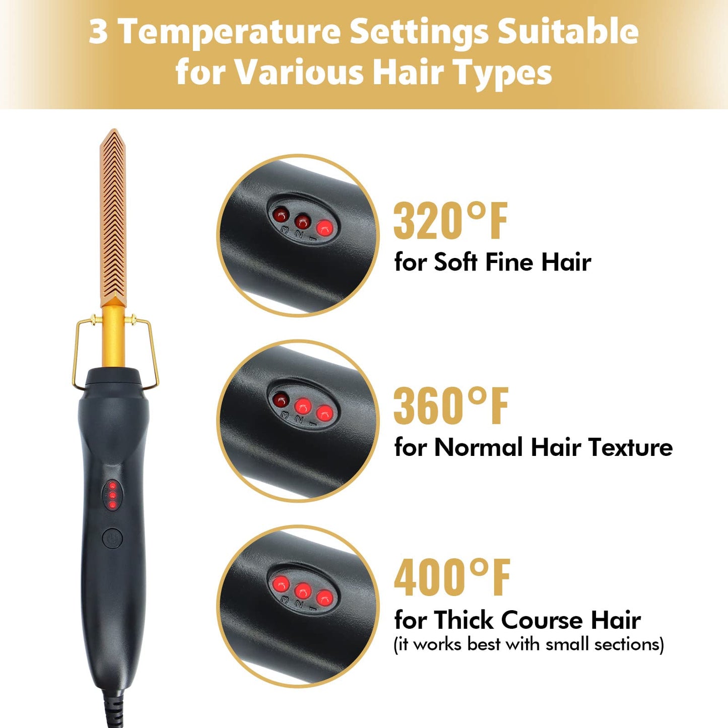 Dolahair Electric Hot Comb for Wigs Hair Straightener Electric Pressing Combs Lace Front Wigs Flat Iron Comb Lace Melting Band wig kit with hot comb wig installation kit