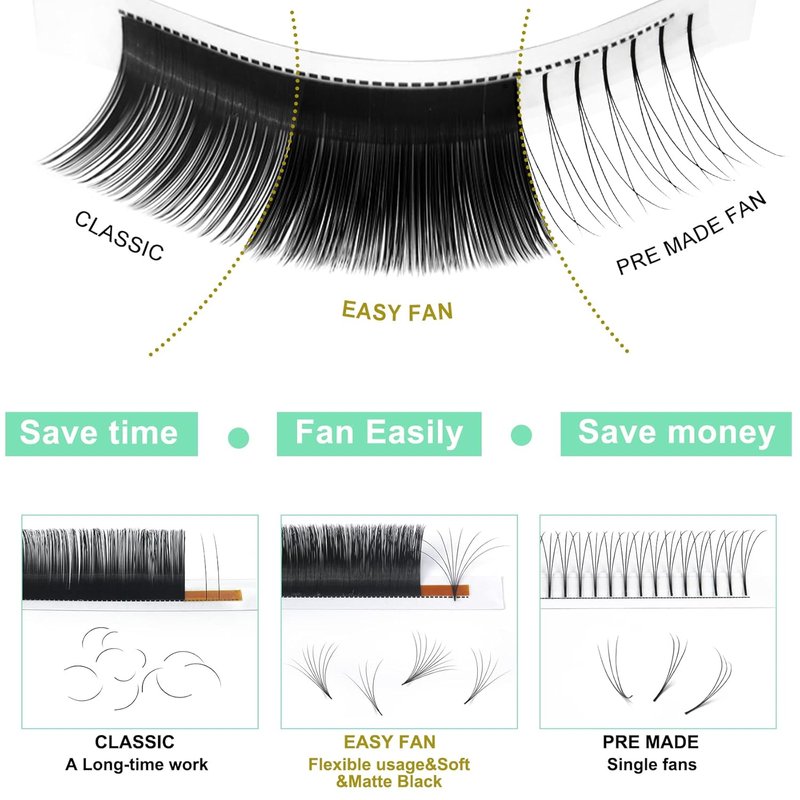 Volume Lash Extensions - C D Curl Easy Fan Rapid Blooming Lashes | 9-20mm Mega Volume Eyelash Extensions