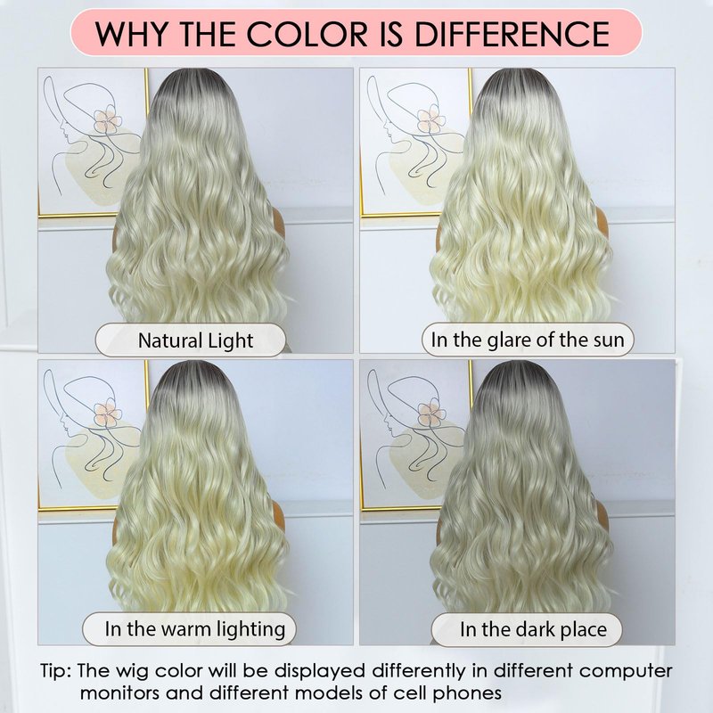 Ruiieea Synthetic Lace Front Wig, 13x4 Lace Front Wig Body wave, Blonde Lace Frontal Wig for Women Glueless Daily Use 26 Inch Black to Blonde