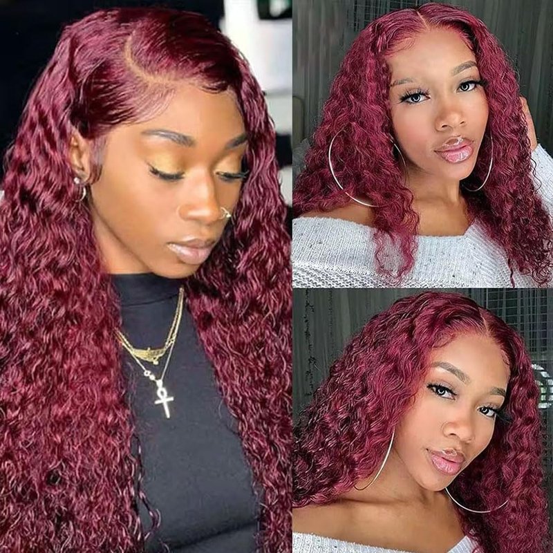 Water Wave Human Hair Bundles - 12A Unprocessed Virgin Hair | Burgundy 14-18 Inch Extensions