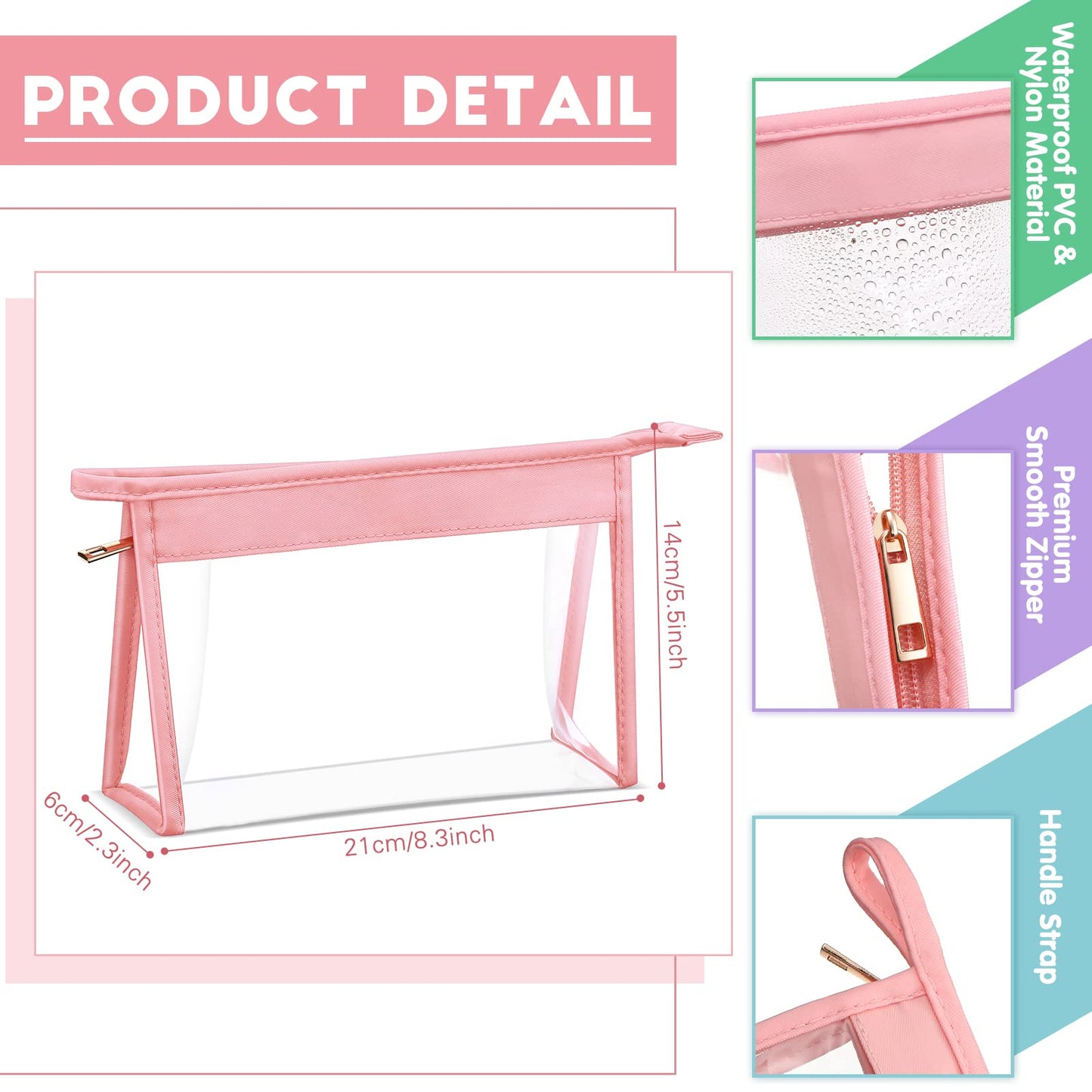 Chunful 10 Pack Clear Makeup Bags Bulk, TSA Approved Toiletry Bag, Clear Cosmetic Toiletries Pouch with Zipper, PVC Waterproof Cosmetic Pouch for Women and Men