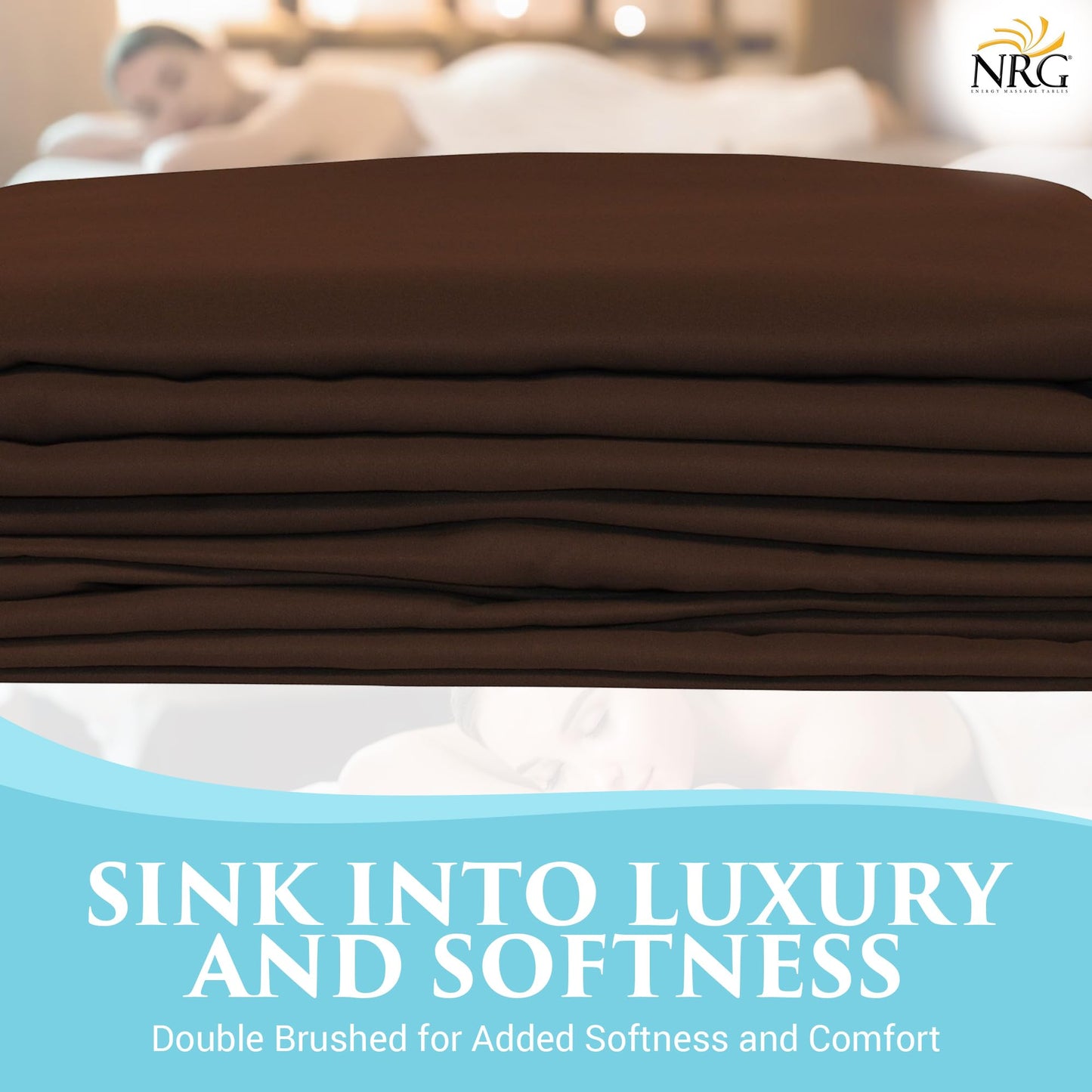 Premium Microfiber 3 Piece Massage Sheet Set by NRG - Includes Massage Table Flat Sheet, Fitted Sheet and Face Rest Cover - 100% Double Brushed Polyester, Soft as Silk - 120 GSM - Color Dark Chocolate