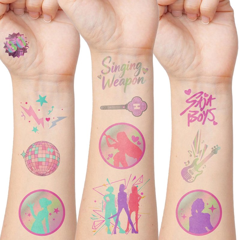 FTVLTAT Purple Demon Temporary Tattoos for Fans Teens Adults, 80 Unique Designs, 2 Large Sheets KPOP Theme Waterproof Fake Tattoos Lasts 2-7 Days, Party Favors, Classroom Rewards, Birthday Party Gifts