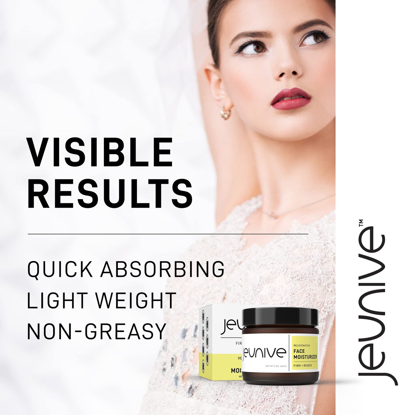 Jeunive Rejuvenating Triple Power Hydration Face Moisturizer Cream | Anti-Aging Hyaluronic Acid, Aloe Vera, Vitamins to Firm, Plump and Even Skin Tone - Result Driven Formula | 2 oz (57g)