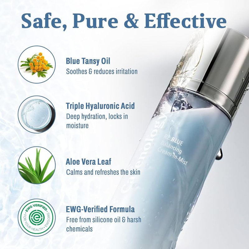 Carenology RE:BLUE Balancing Cream-In-Mist - Hydrating Facial Spray 4.05 FL OZ | 120 ml