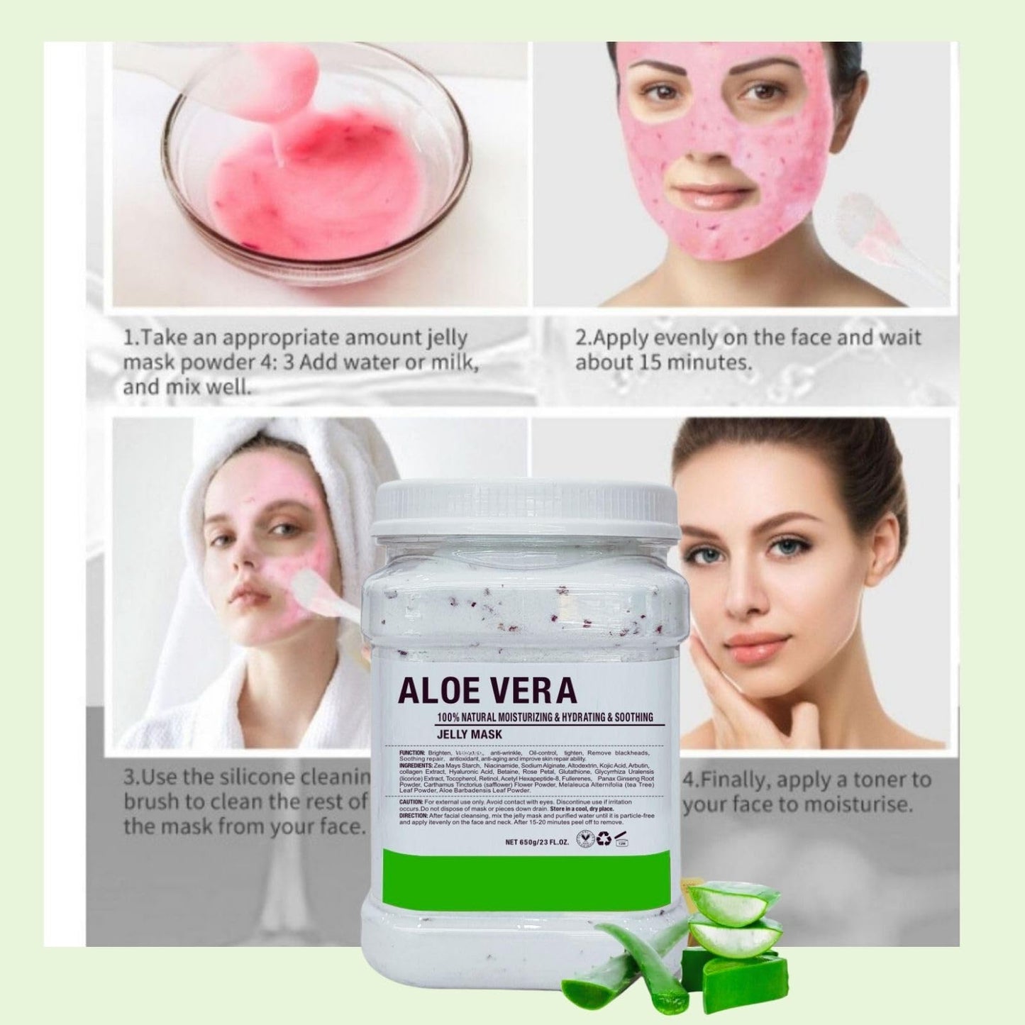 DR MEINAIER Vajacial Hydro Jelly Mask Powder for Face, Collagen Face Mask for Women, Jelly Facial Mask for Teens and Women (Aloe Vera)