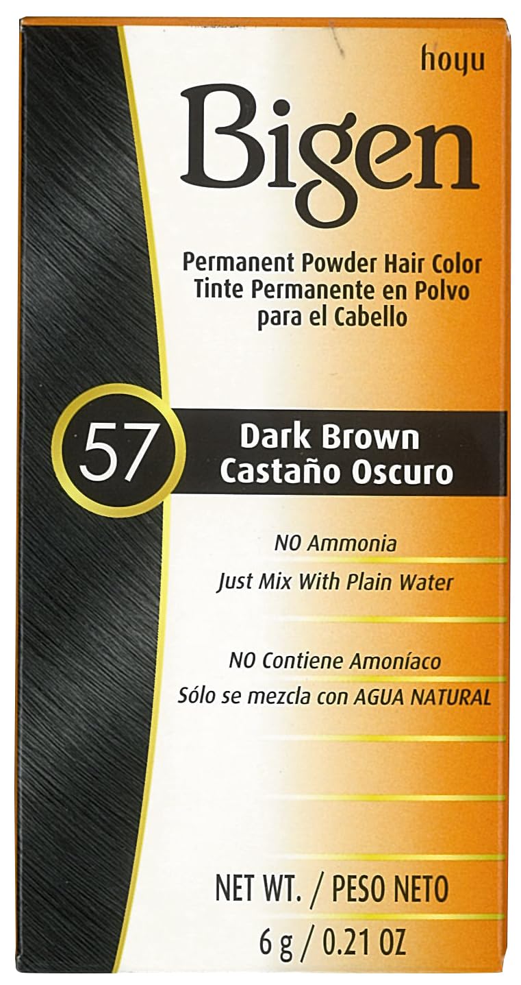 Bigen Powder Hair Color - Dark Brown #57 | 0.21oz (6 Pack) - Long-Lasting Formula