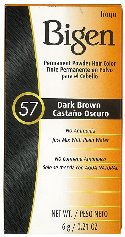 Bigen Powder Hair Color - Dark Brown #57 | 0.21oz (6 Pack) - Long-Lasting Formula