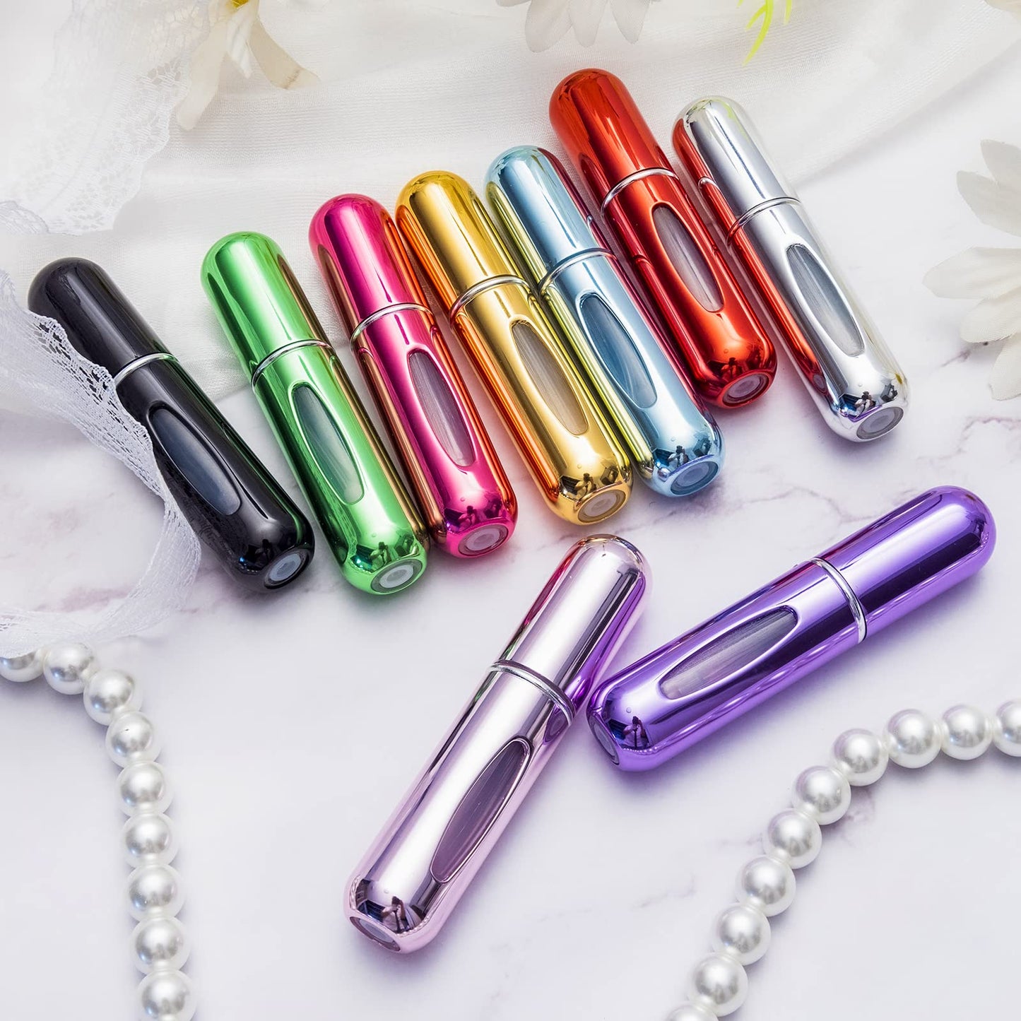 Yamadura Portable Mini Refillable Perfume Bottle, Atomizer Spray, Travel Scent Pump Case