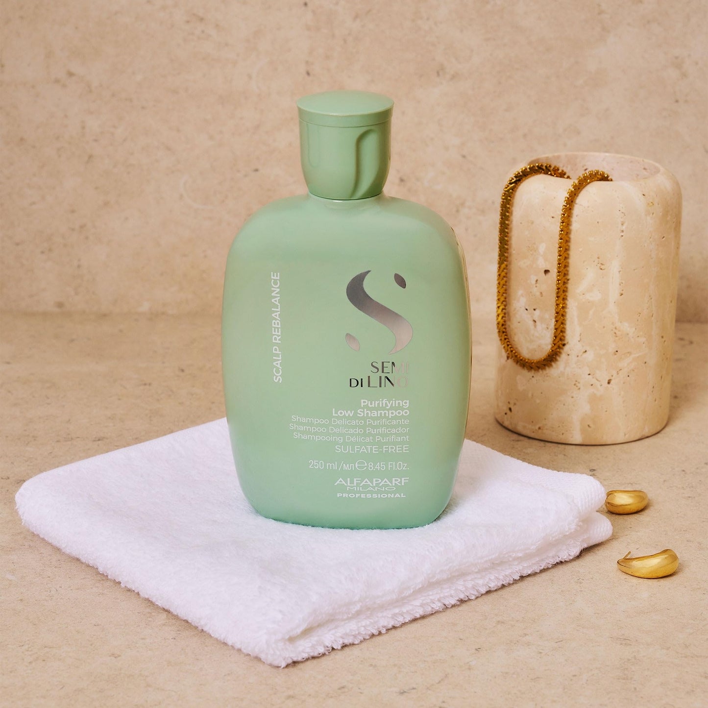 ALFAPARF MILANO Semi di Lino Scalp Rebalance Shampoo for Dry Scalp - Sulfate Free Shampoo - For Excessive Oiliness and Flakes - Professional Salon Quality - 8.45 Fl Oz