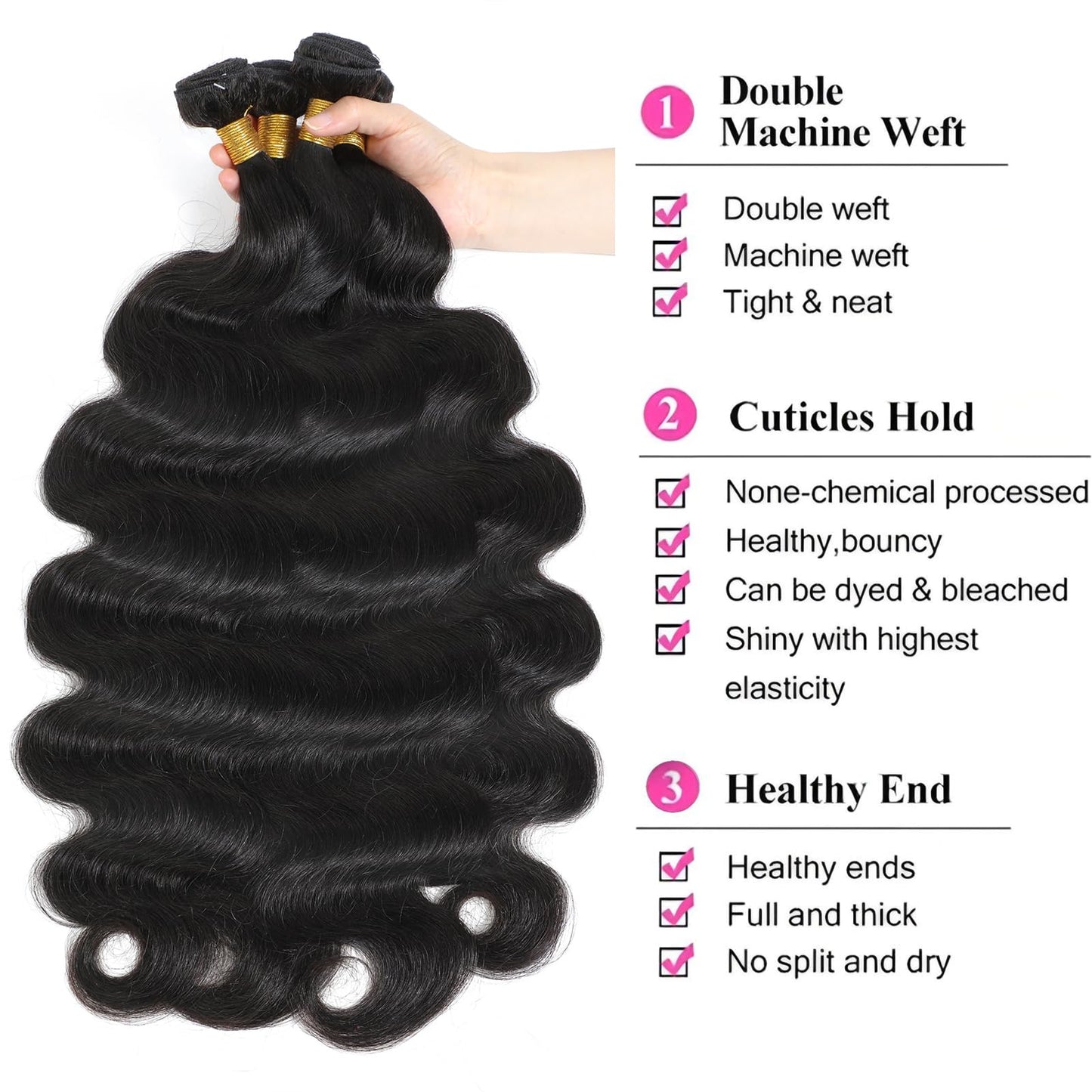 Chikamlty 12A Brazilian Human Hair Bundles Body Wave 22 inch Single Bundle Virgin Hair Bundle Body Wave Bundles Human Hair 100G Natural Black Hair Extensions
