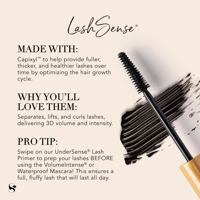 LashSense VolumeIntense Mascara, 0.26 Oz, Volumizing and Lengthening, Buildable 3D Intensity, Humidity-Resistant, Nourishing, Ophthalmologist-Tested