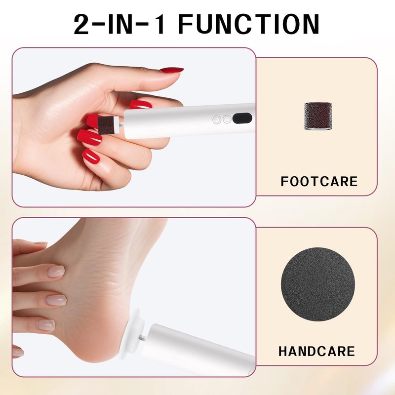 Electric Feet Callus Remover,Electric Foot Files for Men & Women,Pedicure Tool for Feet Dead Skin,Good Gift for Any Occasion,Professional Callus Remover With a Mini,Portable,Lightweight Design (White)