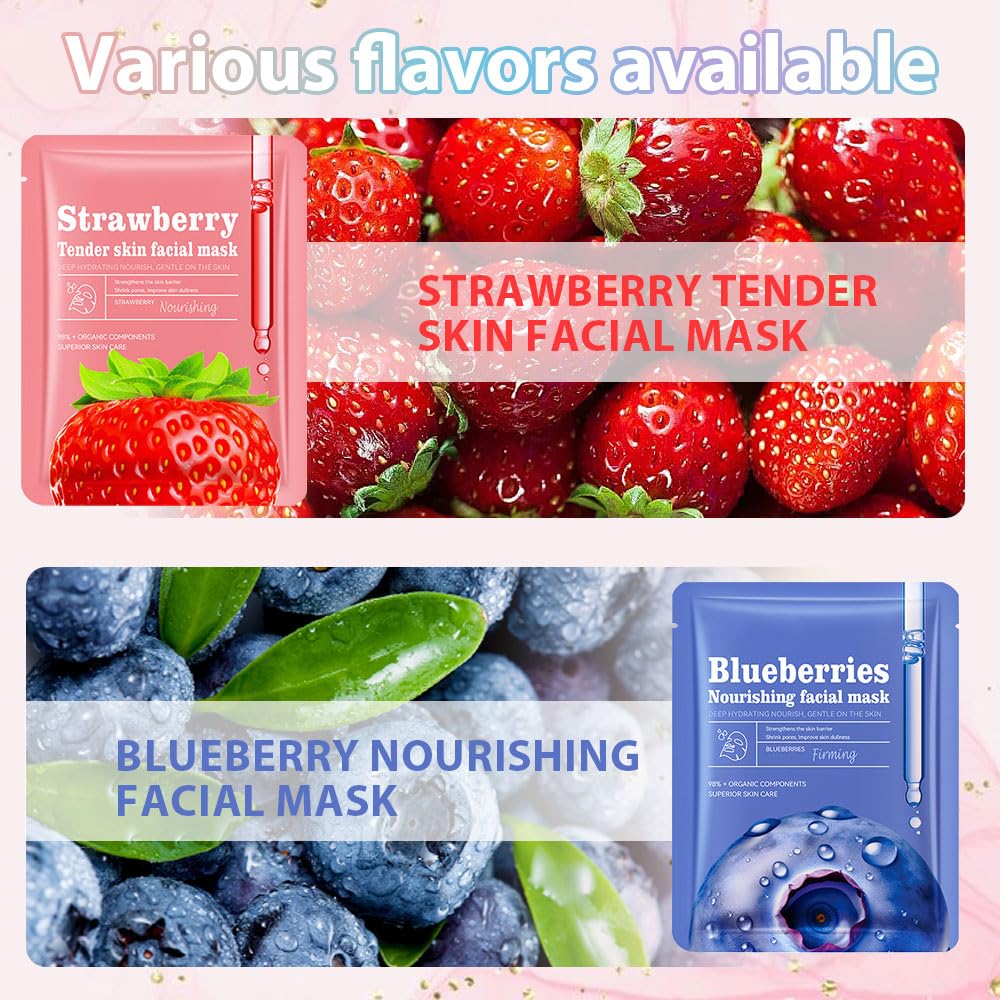 CAKAILA Face Sheet Mask Skincare,Hydrating Spa Face Mask For Sensitive Skin,Moisturize,Soothing,Nourish for All Skin Types