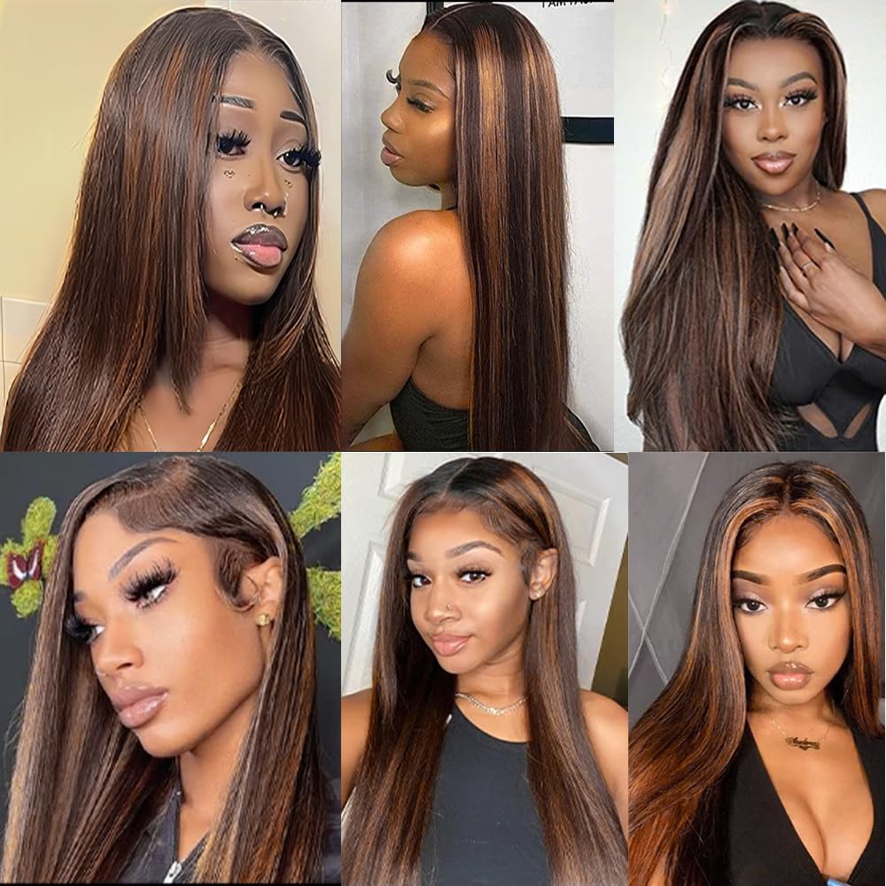 Ombre #30 Human Hair Bundles - Highlight Piano Color, Straight Weave | Black & Light Brown Mix, 14/16/18 Inch Double Weft