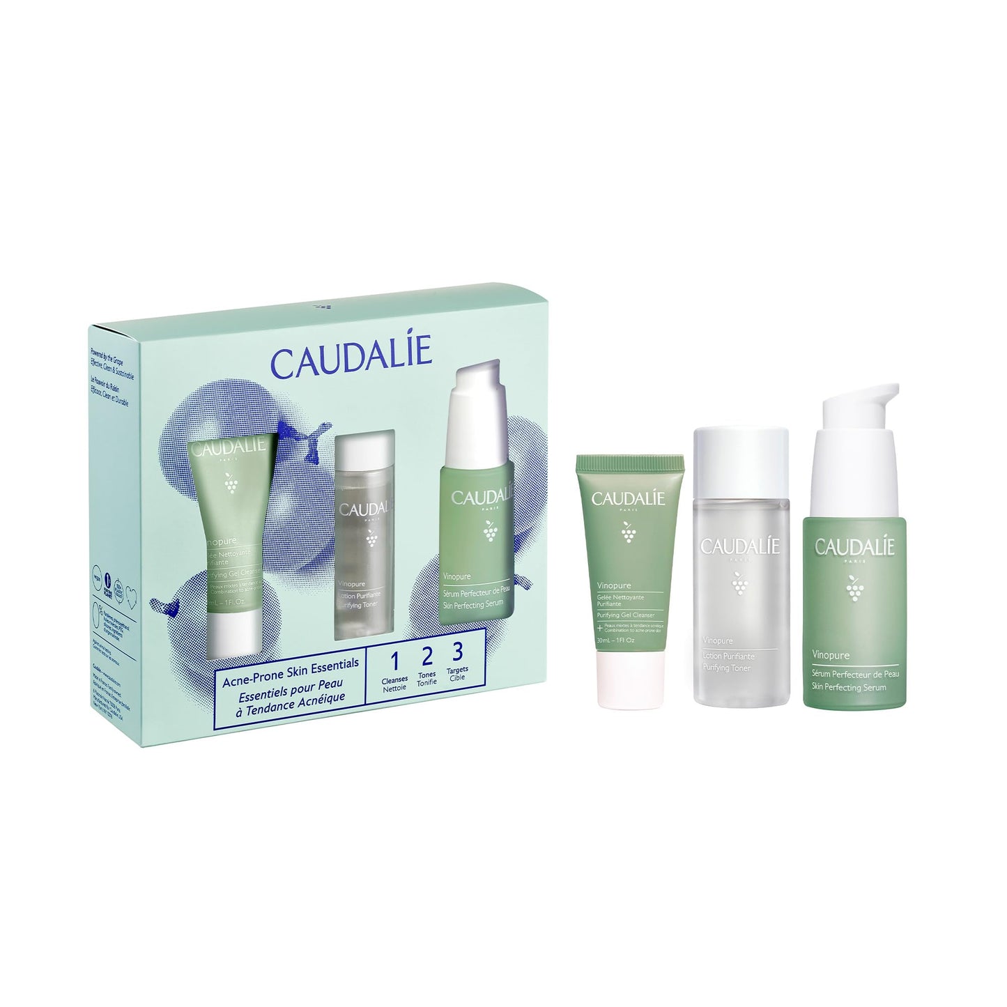 Caudalie Vinopure Acne-Prone Essentials Skin Care Set with Full-Size Vinopure Serum + 2 Free Travel-Size Products ($66 Value)