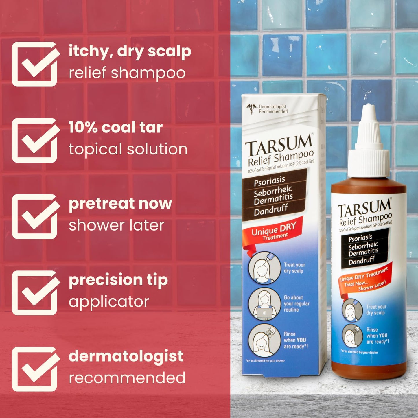 Tarsum Extra Strength Psoriasis Shampoo - Coal Tar Shampoo and Conditioner for Scalp Psoriasis, Seborrheic Dermatitis, Severe Dandruff, & Eczema - Exfoliating Relief for Flaky, & Itchy Scalp (8 oz)