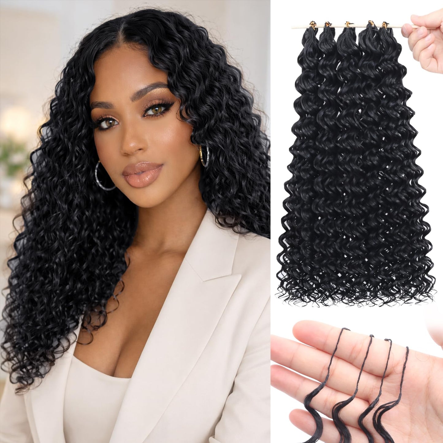 Sosihua Goddess locs crochet hair, 9 packs soft boho faux locs with curly ends bohemian crochet dreads for black women(14Inch,#1B-30-27)