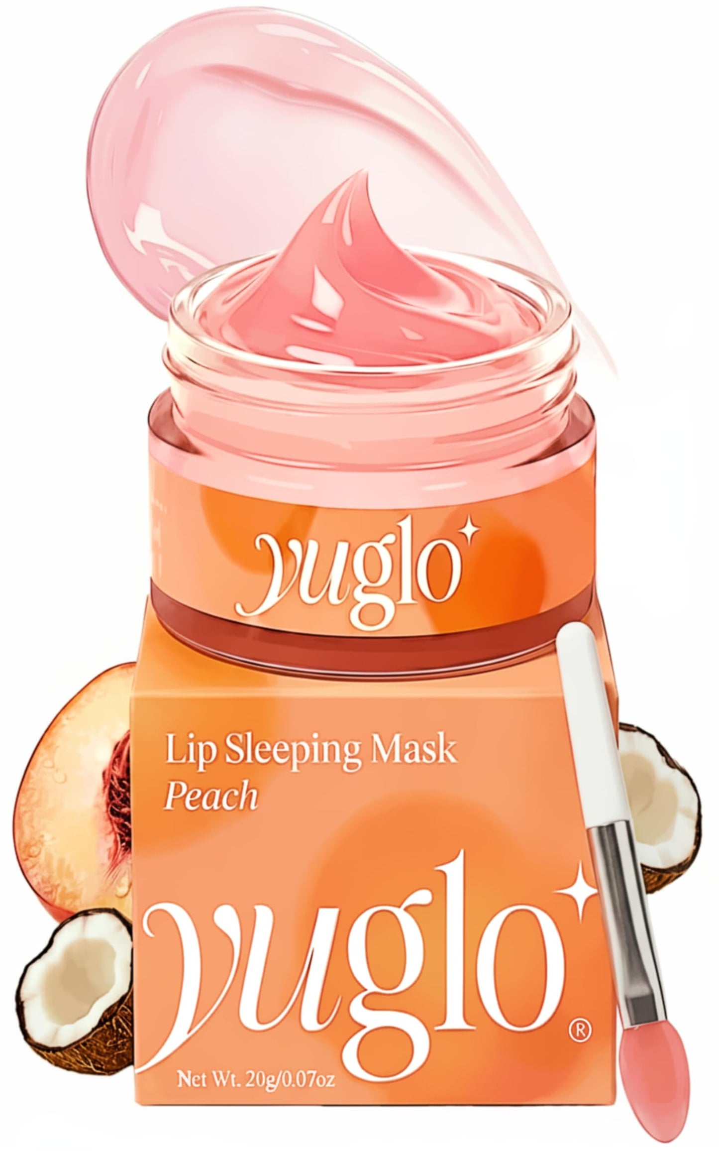 YUGLO Lip Sleeping Mask | Peach Flavor | Hydrating & Soothing Lip Treatment for Dry, Chapped Lips | Plumps & Moisturizes | Overnight Lip Repair