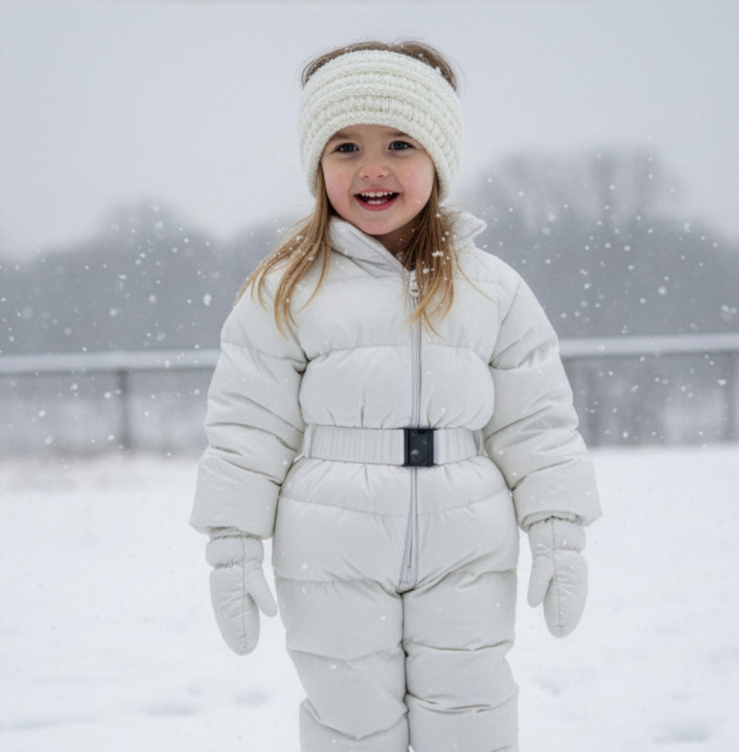 Funky Junque Exclusives Kids Ear Warmer Headband – Fleece Lined Winter Ear Wrap for Toddler Girls & Boys, Cozy Knit Head Warmer & Earmuff Headband for Cold Weather - Ivory
