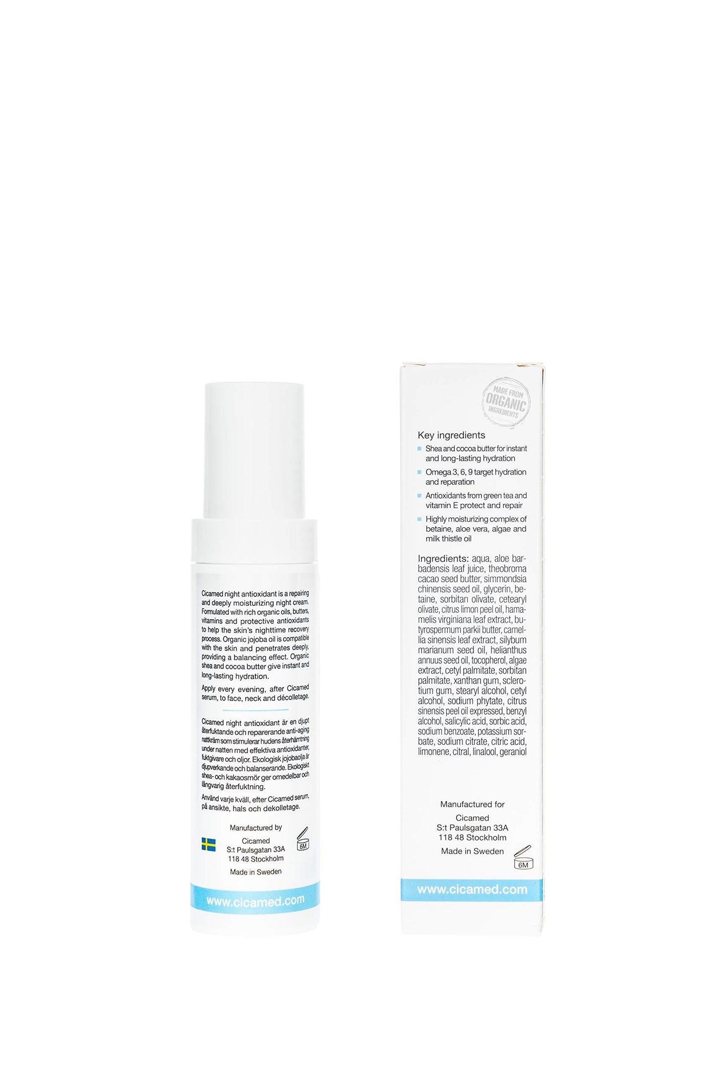 Cicamed Advanced Night Repair Antioxidant Facial Moisturizer Cream, Organic Science