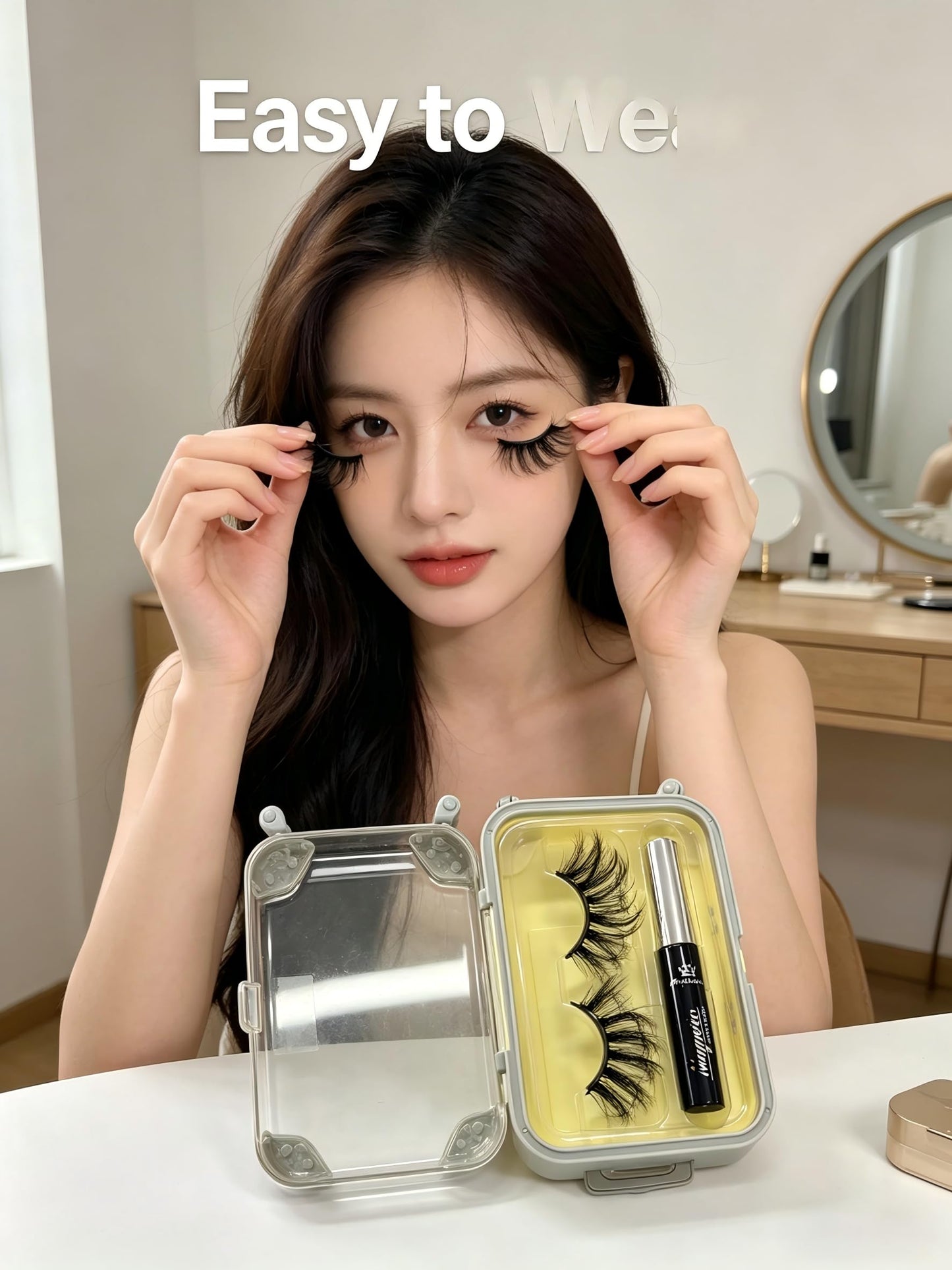 Amzmam Magnetic Eyelashes Natural Look,Magnetic Eyelashes and Eyeliner Kit,Natural Magnetic Lashes,Waterproof, Long Lasting, Easy Apply (Black-9)