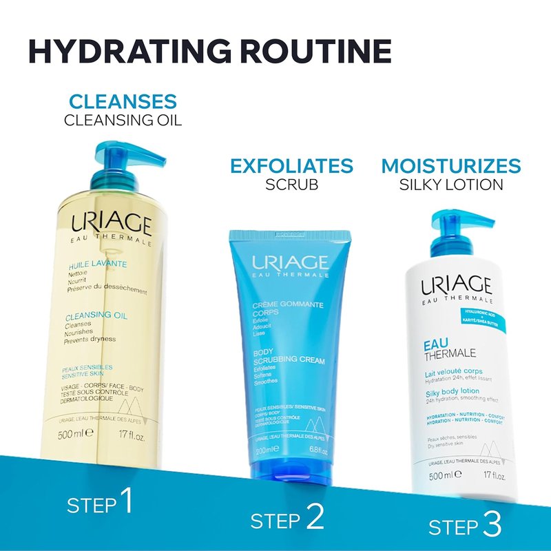 Uriage Moisturizing Body Lotion - Hydrating Shea Butter & Hyaluronic Acid | 24-Hour Silky Formula, Floral Scent