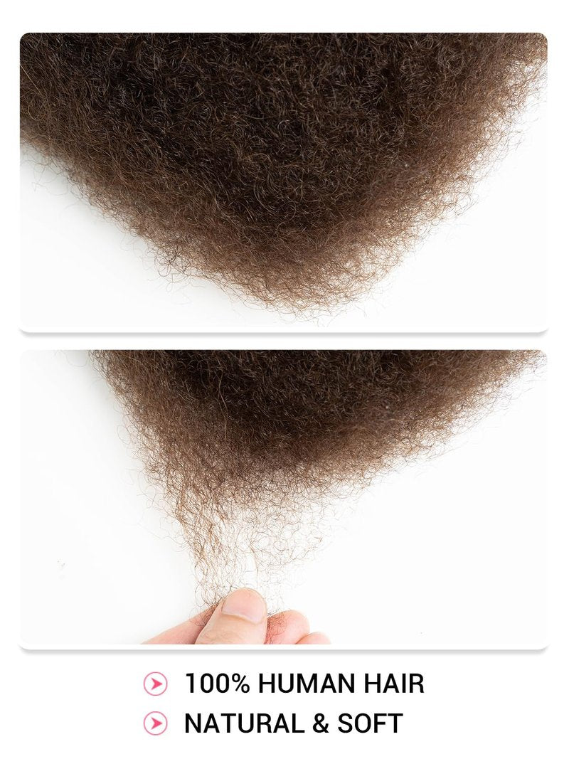 REBECCA FASHION Afro Kinky Bulk Human Hair 50g/Pack Braiding Hair for Dreadlock Extensions, Loc Repair, Afro Kinky Curly Human Hair Bulk for Twist 12 Inch Chocolate Brown Color