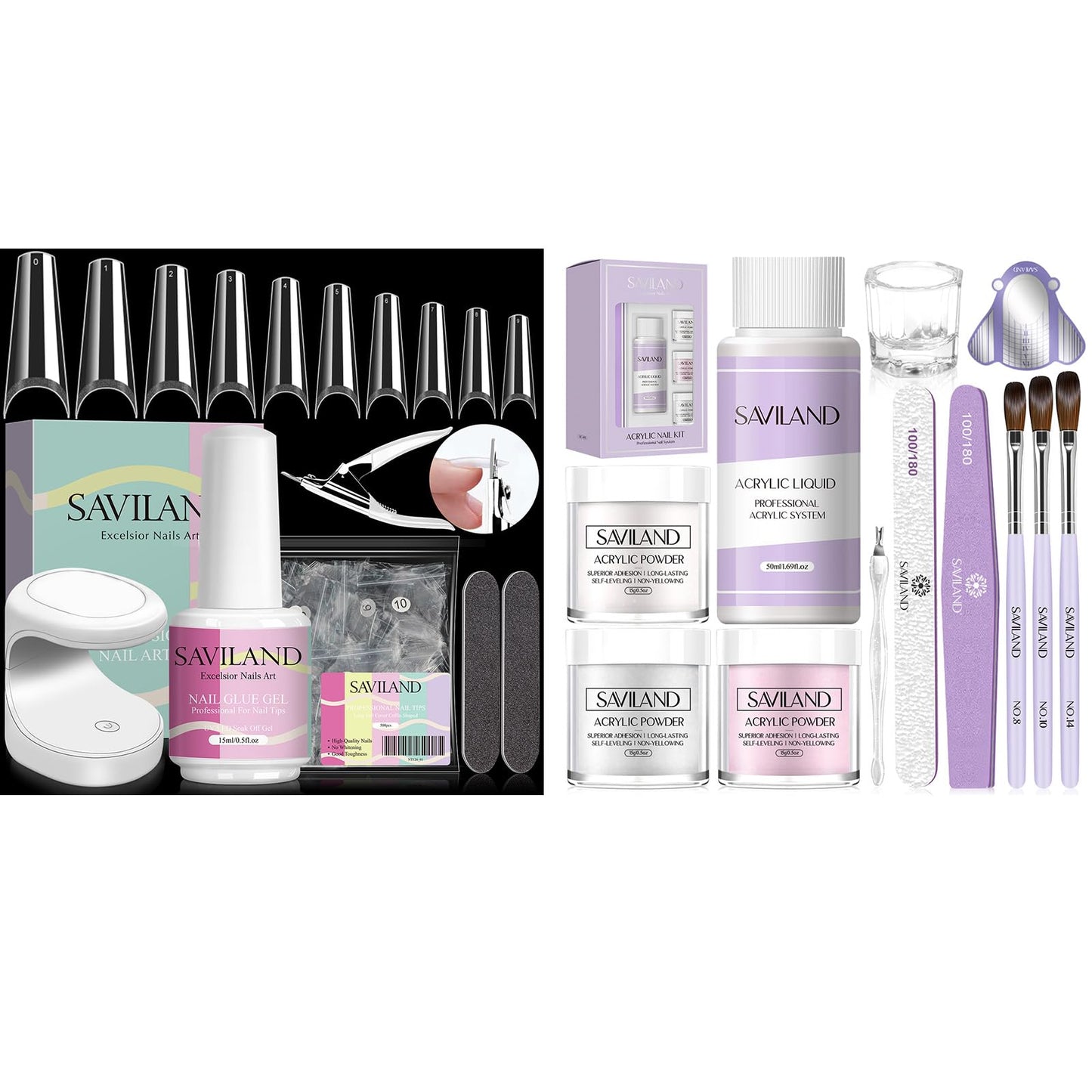 Saviland Acrylic Nail Kit for Beginner with Nail Tips Set