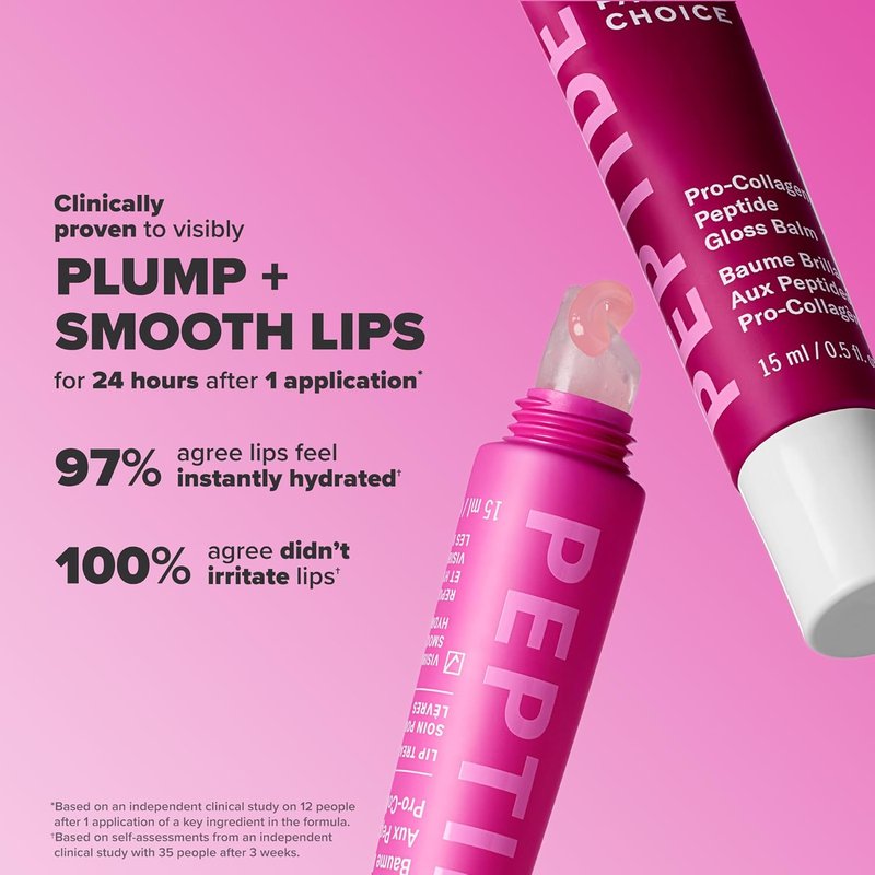 Peptide Plumping Gloss Balm Duo - Pro-Collagen Hydrating Lip Balm Set | Clear & Tinted, Sheer Finish