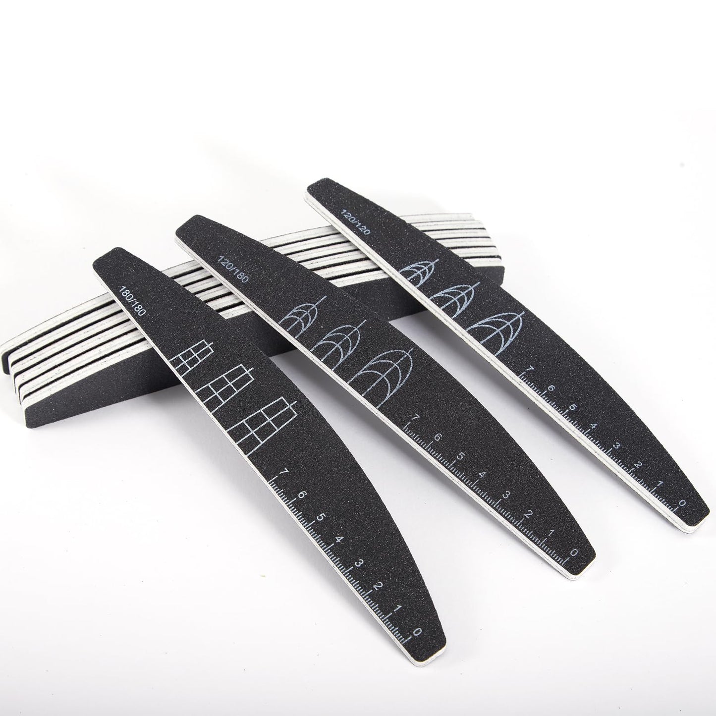 XEAOHESY 9 Pieces 120/120, 120/180, and 180/180 Grit Both Sides Nail Files with Reference Graphic for Nail Shape（Square, Almond, Oval）, Nail Files for Natural Nails
