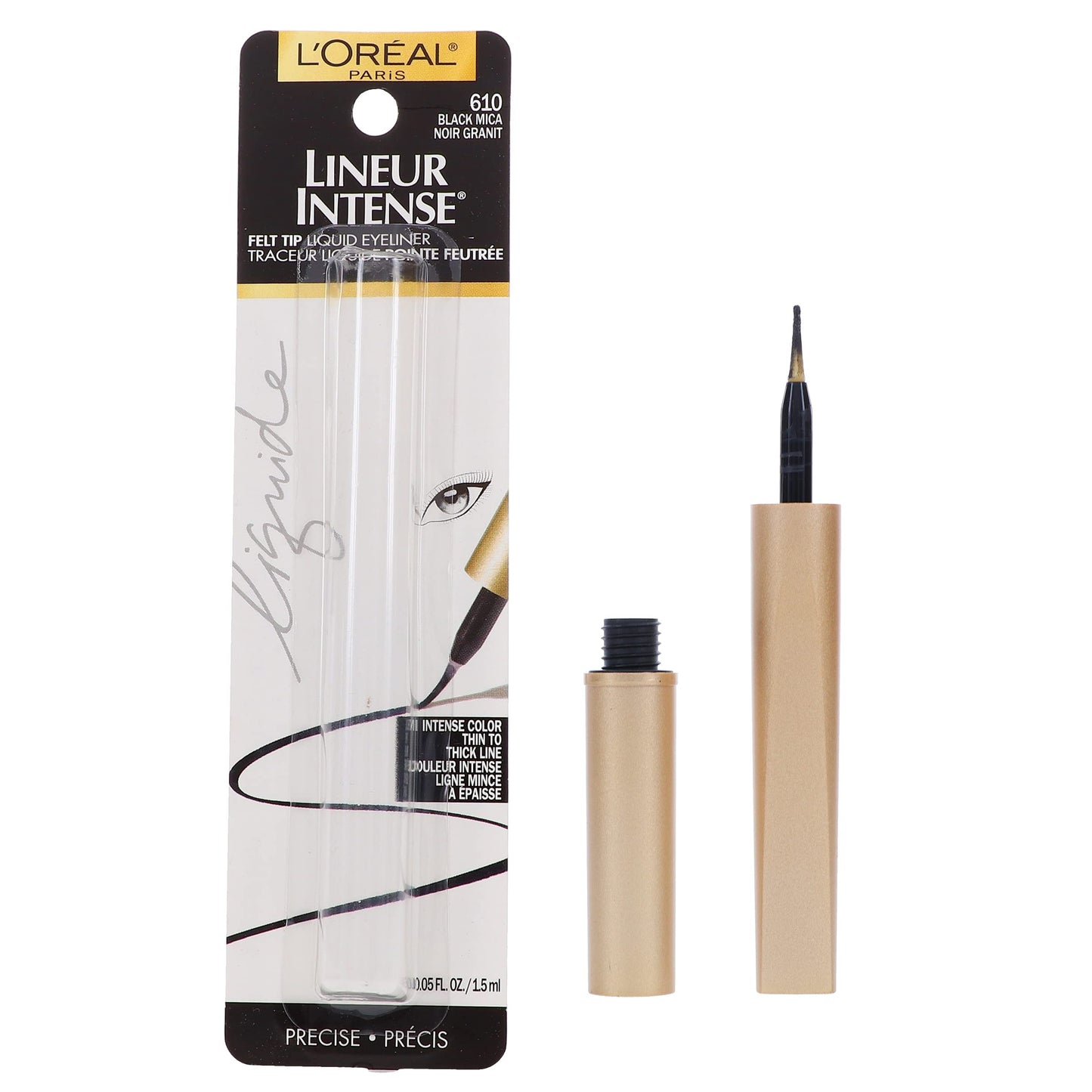 L'Oreal Paris Lineur Intense Pro Felt Tip Liquid Eyeliner, Carbon Black [690] 0.05 oz (Pack of 3)