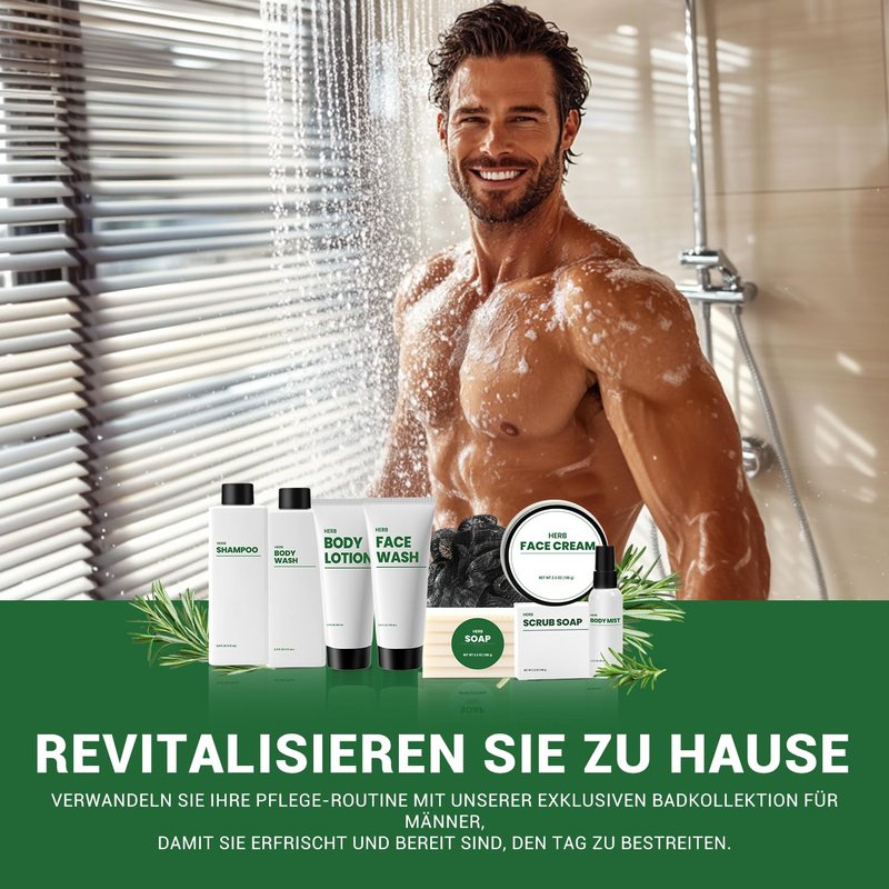 Gift Baskets for Men - 10-Piece Herbal Spa Set | Bath & Body Essentials for Father's Day & Birthdays
