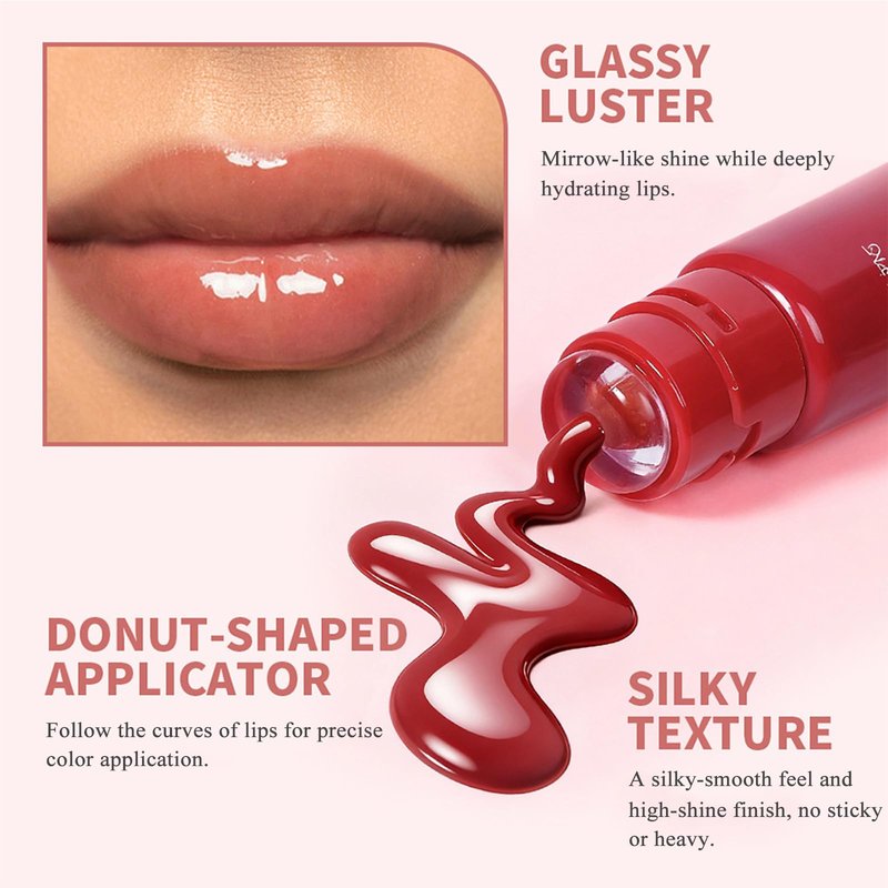 Tinted Lip Serum, High Shine Hydrating Lip Serum with Pluming Polypeptides, Glossy Finish (#3 Peachy Cora)