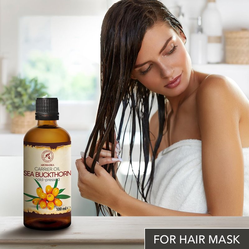 Sea Buckthorn Oil 3.4 Fl Oz | Pure Natural Carrier Oil for Hair, Face & Body Care