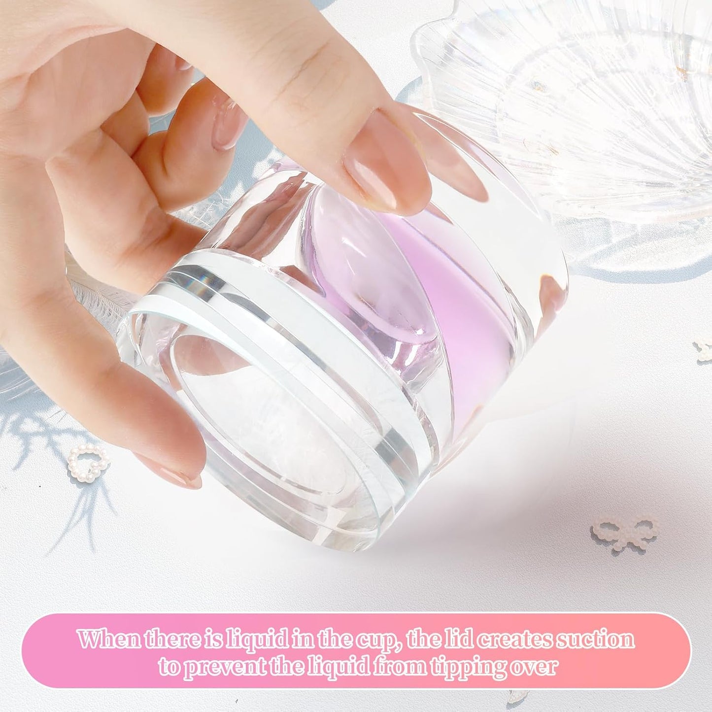 Nail Dappen Dish with Lid - Crystal Monomer Holder for Acrylic Nails | 30ml Glass Cup for Acetone & Liquid