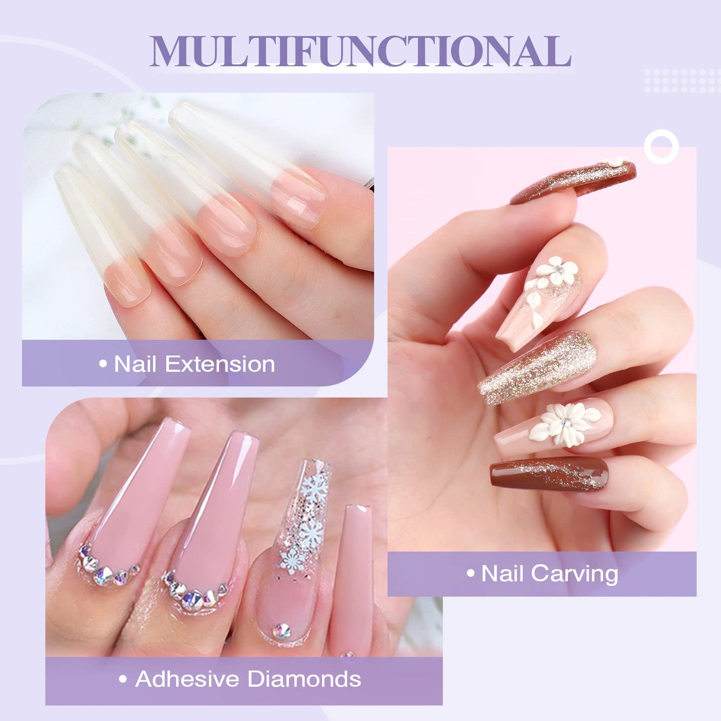 Saviland Easy All-in-One Acrylic Nail Kit with Strong Adhesion Nail Primer Supplies Home Salon