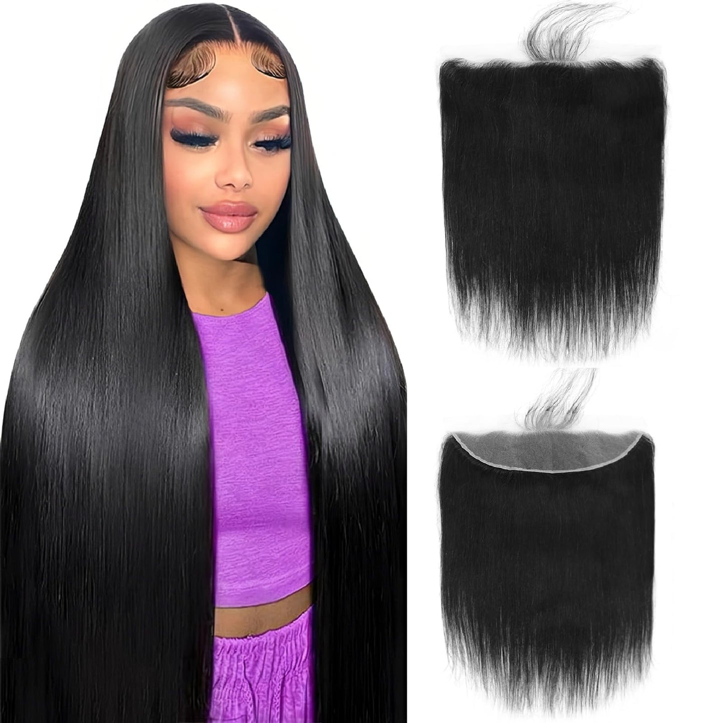 Anjudyreid 13x4 Lace Frontal,0.14mm Ultra-Thin Transparent Swiss HD Lace Pre Plucked with Baby Hair Silk Soft Straight 13A Brazilian Virgin Human Hair Frontal Closure Free Part Single Knots 20inch