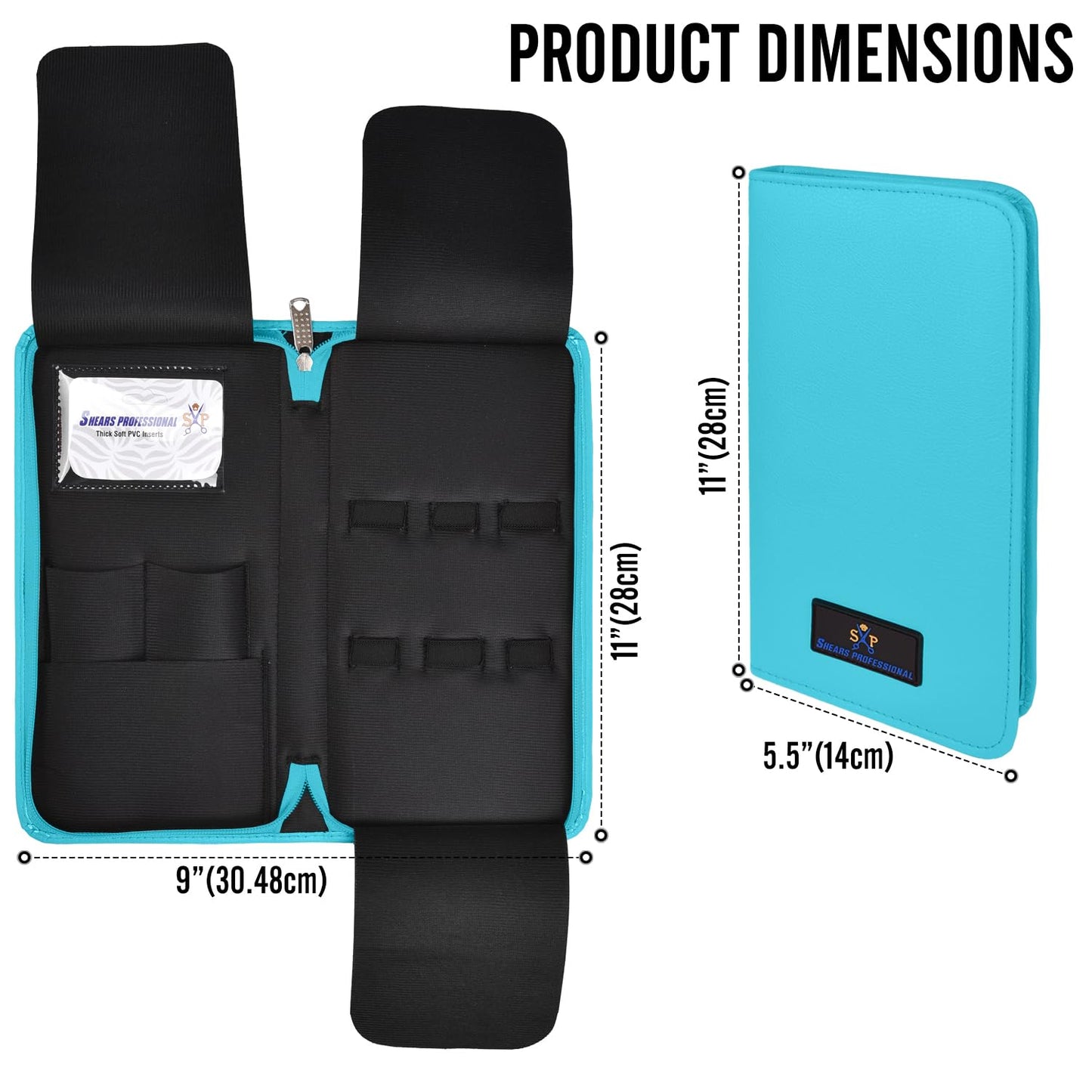 Shears Professional Leather 5 Scissor & Shear Storage Case for Hairstylist - Hairdresser -Scissor Holder Perfect for home-saloon use (TURQUOISE)