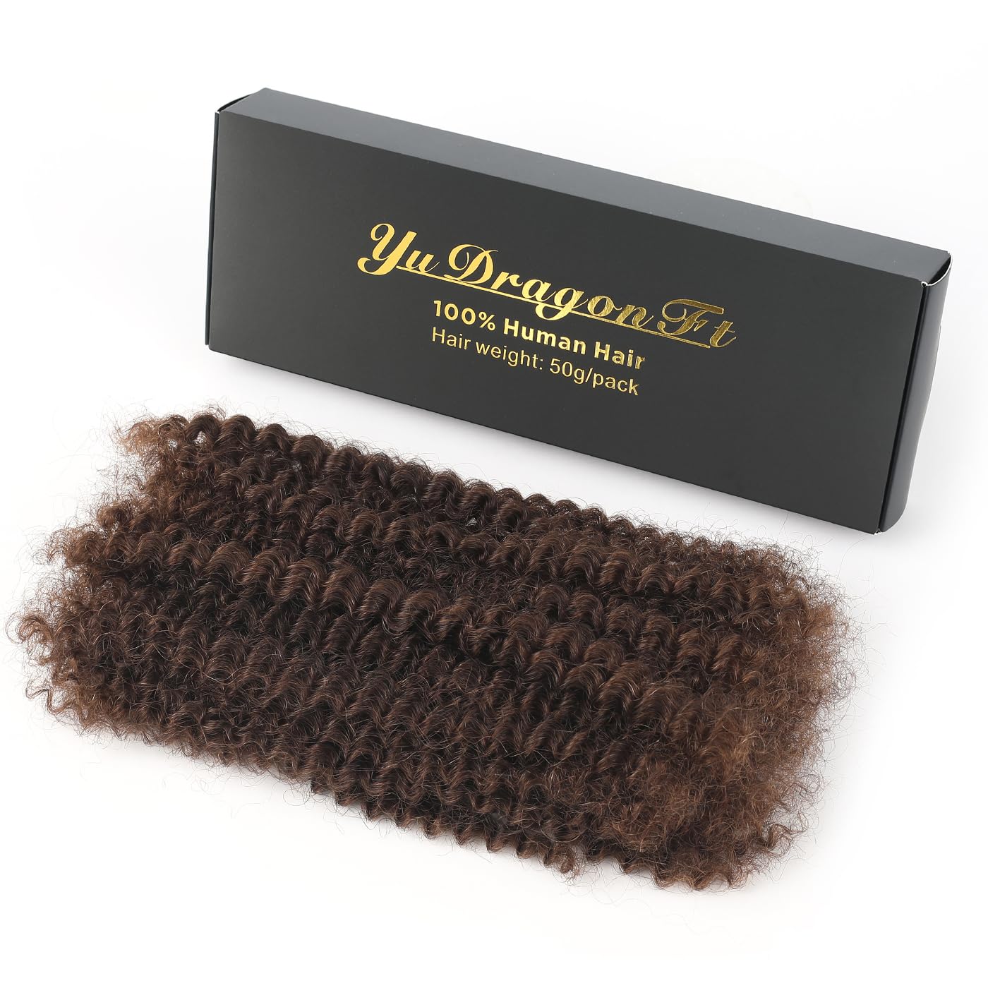Afro Kinky Curly Human Hair Bulk for Permanent Micro Locs/Twists/Braids, Repair Locs - 1 Pack, 50 Gram (4#, 14inch)