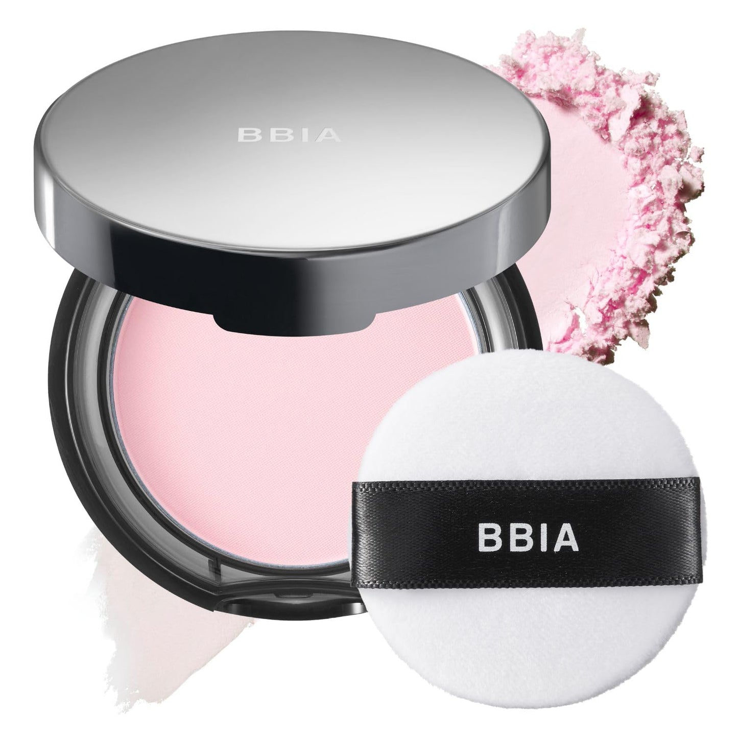 BBIA EAU Powder Pact - Pressed Powder Compact for Makeup Setting & Blurring | 03 Blossom Pink, 1 Pack