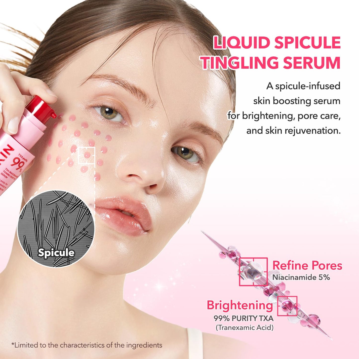 APRILSKIN TXA Deep Cleansing & Hydrating Trio: TXA Niacinamide Pore Cnsare Pink Bubble Gum Deep Cleaer, TXA Toning Shot Spicule Serum and Pink Milky Toner
