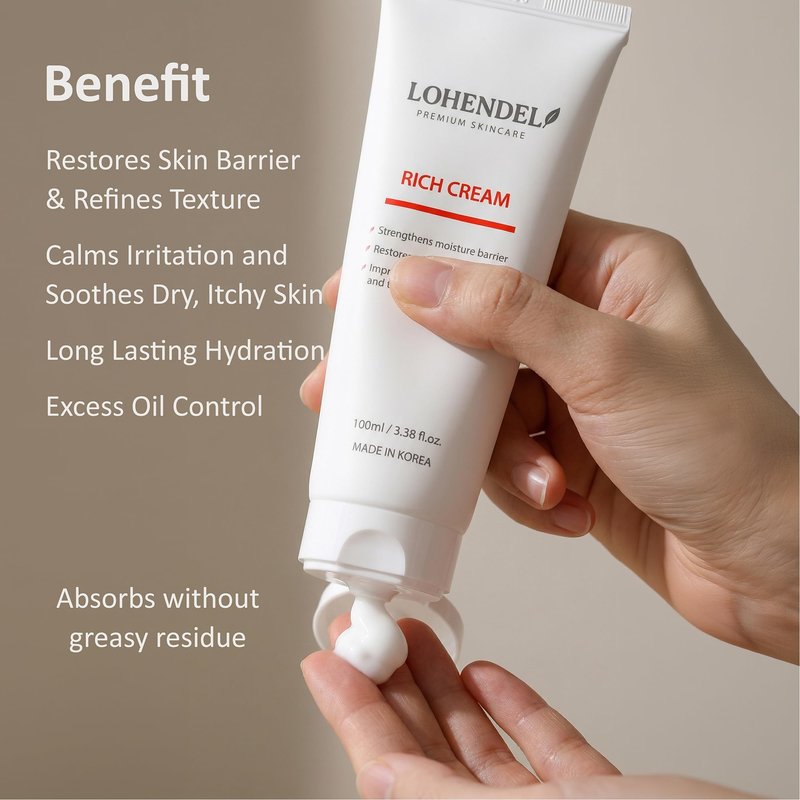 Rich Cream, Intense Face Moisturizer with Ceramide, Hydrolyzed Hyaluronic Acid, Squalane for Dry & Sensitive Skin, Excess Oil Control, Skin Texture Restoration & Soothe Irritated Skin, Korean Skincare