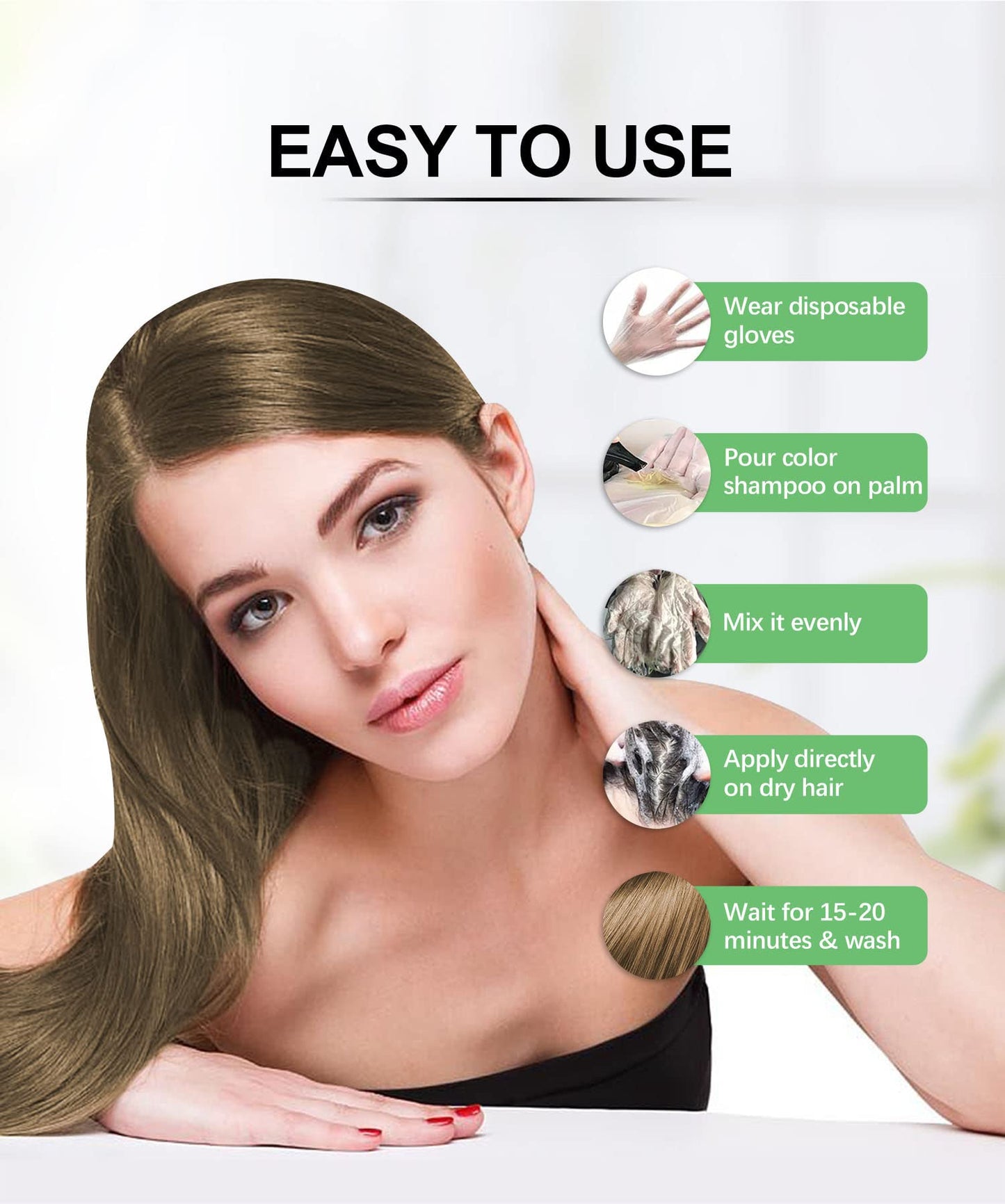 Herbishh Hair Color Shampoo for Gray 500 ML Linen + Vitalizer Serum, Hair Strengthener, Thinning, Promotes Thicker, Stronger Hair