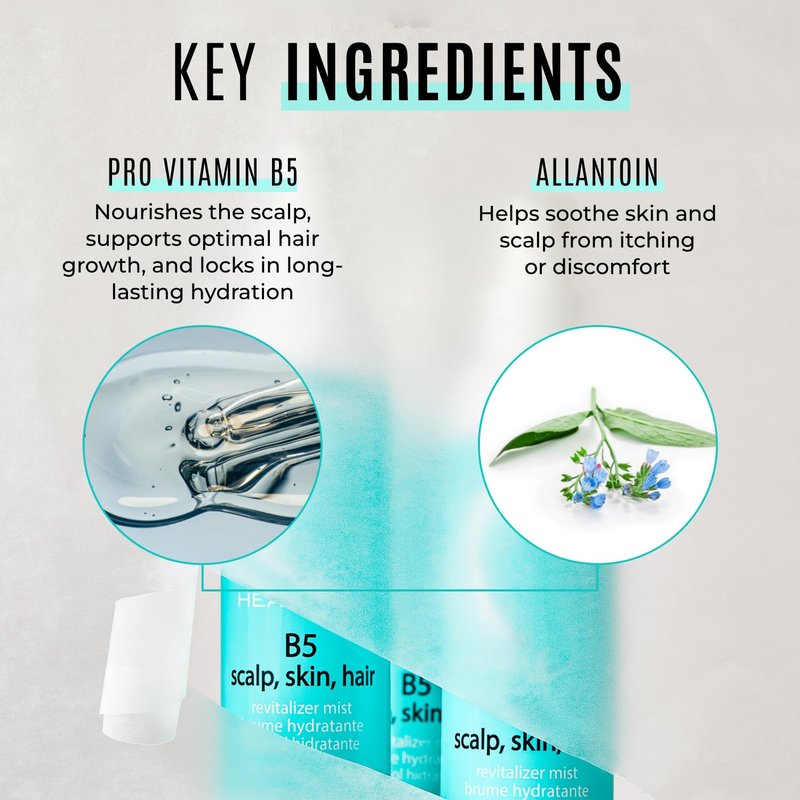Malibu C Vitamin B5 Scalp, Skin and Hair Revitalizer Mist - Multi-Use Hydrating Mist Enriched with Allantoin to Help Soothe Skin, Restore Moisture and Improve Scalp Protection (8 oz)
