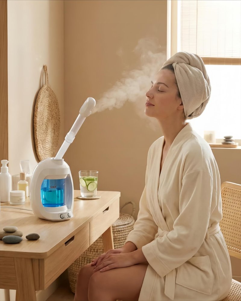 Facial Steamer, Face Steamer for Esthetician and Nano Ionic Portable Ozone Hair Steamer, Professional Facial Steamer for Home Facial Spa(White)