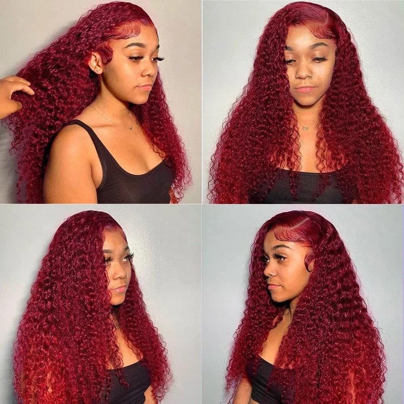 Curly Wave Human Hair Bundles 14 16 18 Inch #99J Burgundy Bundles Human Hair Wine Red 12A Unprocessed Native Virgin Hair 50G Per Bundle 3 Extensions Wet and Wavy Weave for Women