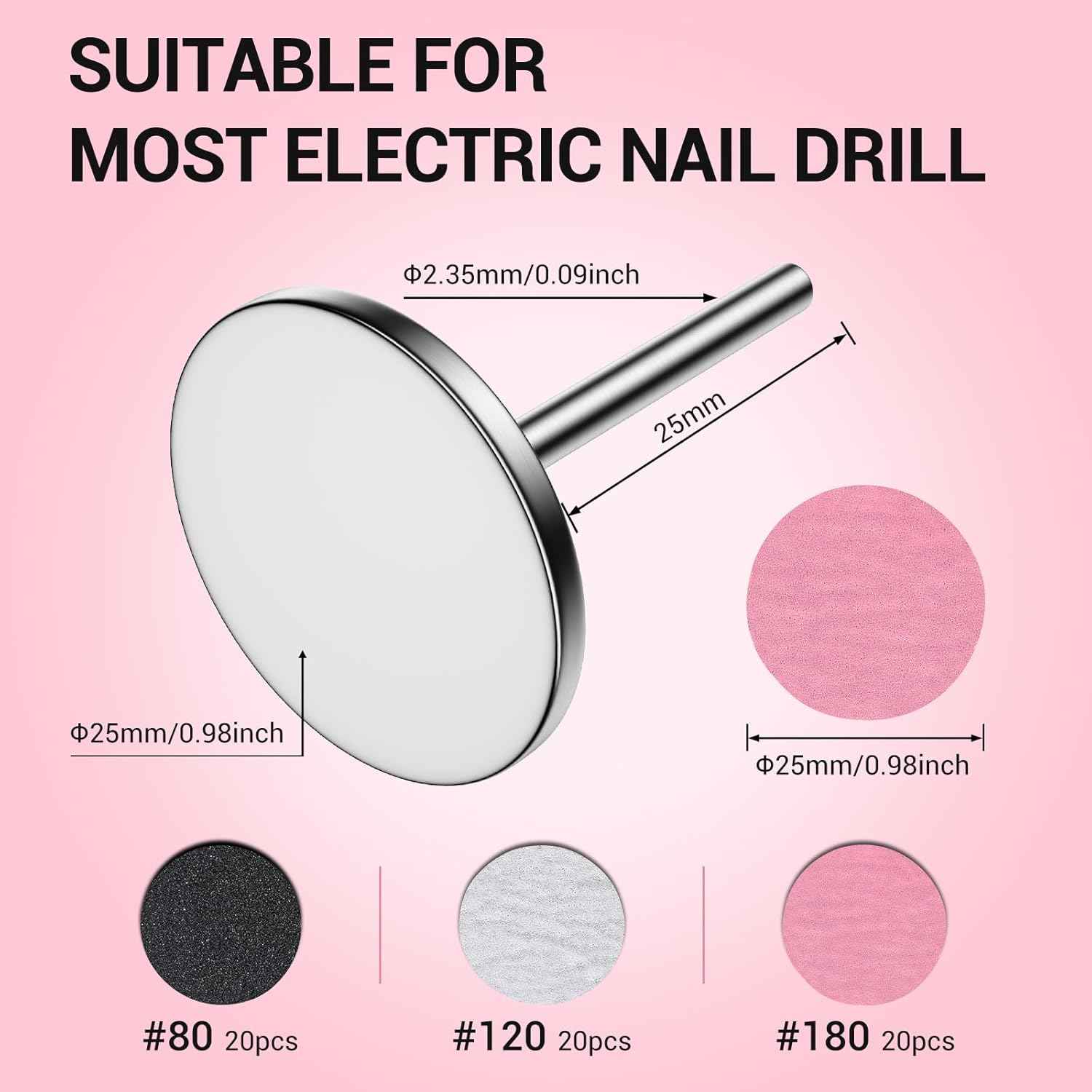 5-in-1 Nail Drill Bits Set with 60 Replacement Sandpaper Discs - MelodySusie