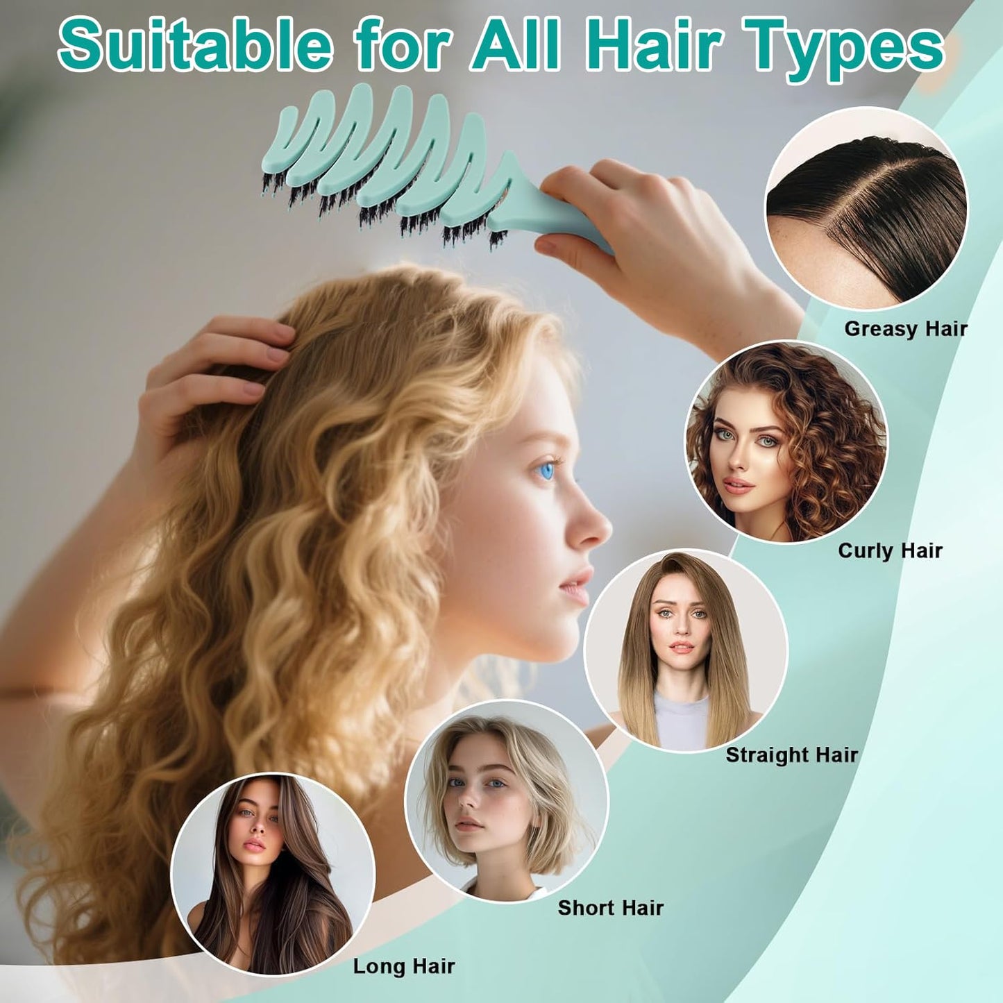 Lynnieëlle Boar Bristle Hair Brush for Fine Hair - Ultimate Smoothing Vented Detangler Wet Brush for Women, Gentle Scalp Massage, A Great Gift