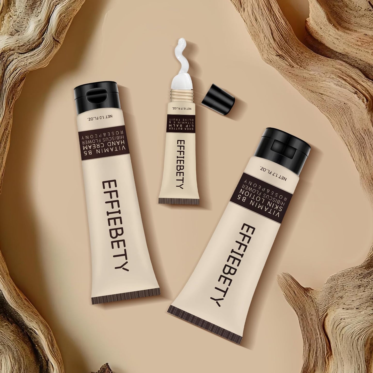 EFFIEBETY 3-in-1 Skin Care Gift Set: Ultra Hydrating Body Lotion, Nourishing Hand Cream & Restoring Lip Balm, with Shea Butter, Coconut Oil & Aloe Vera, For All Skin Types, Daily Moisturizer Combo